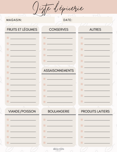 Liste d'Épicerie - Français