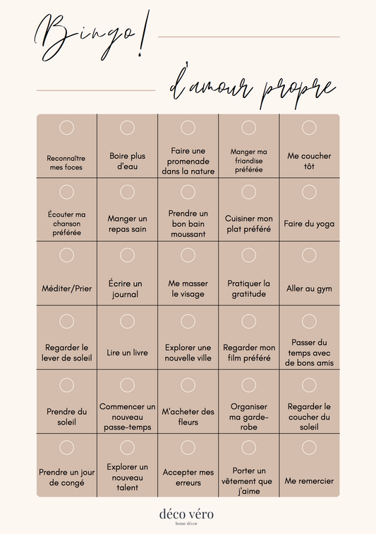 Bingo d'amour propre - Français