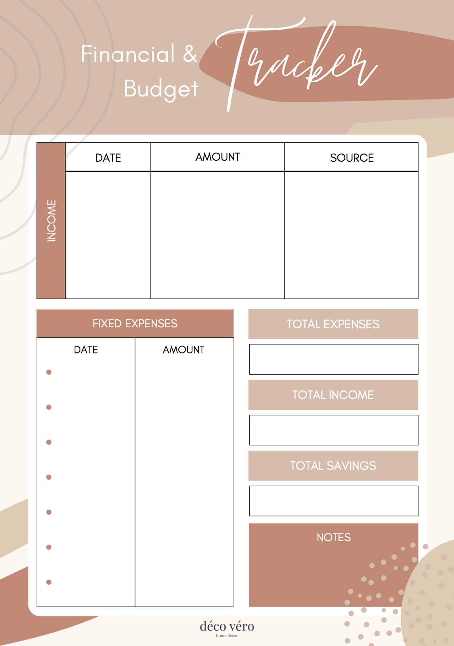 Budget Tracker - Printable