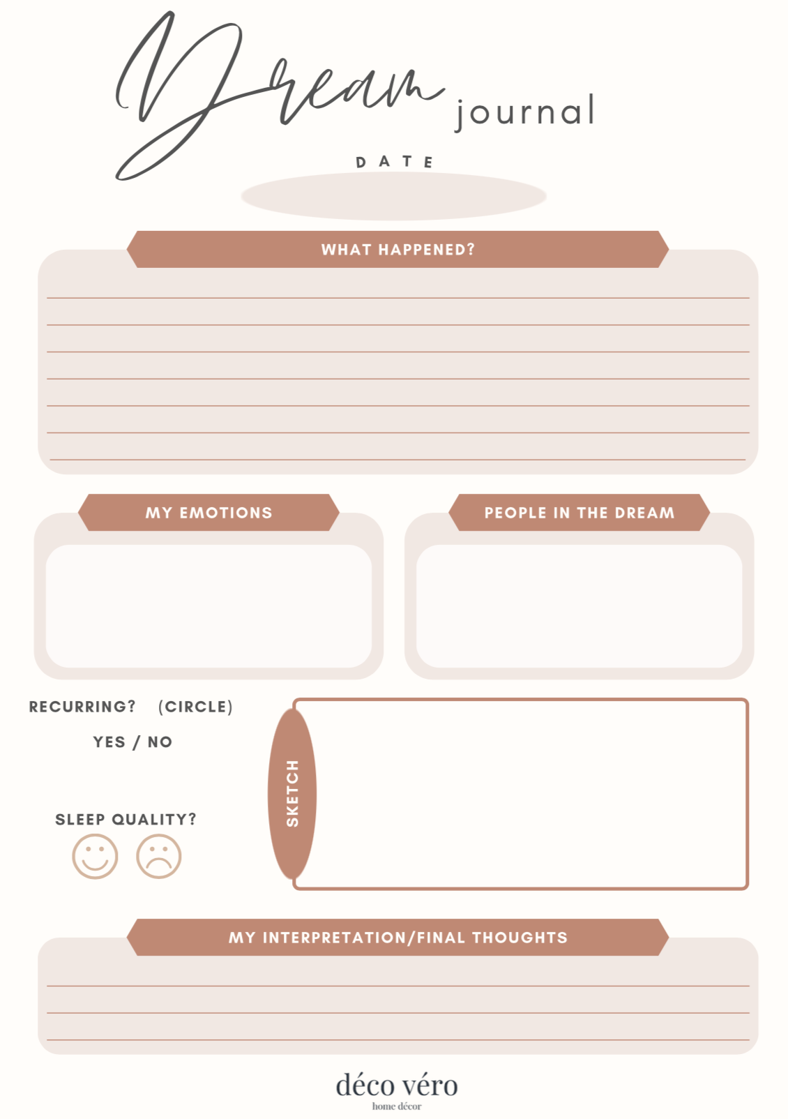 Dream Journal - Printable