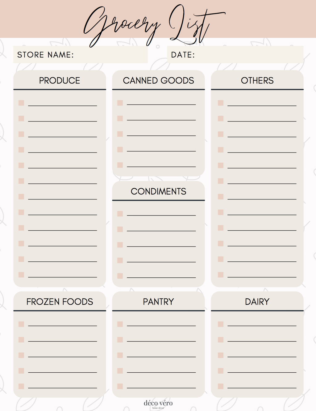 Grocery List - English