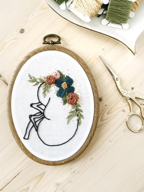 The Kidney Project - Embroidered Floral Kidney Hoop
